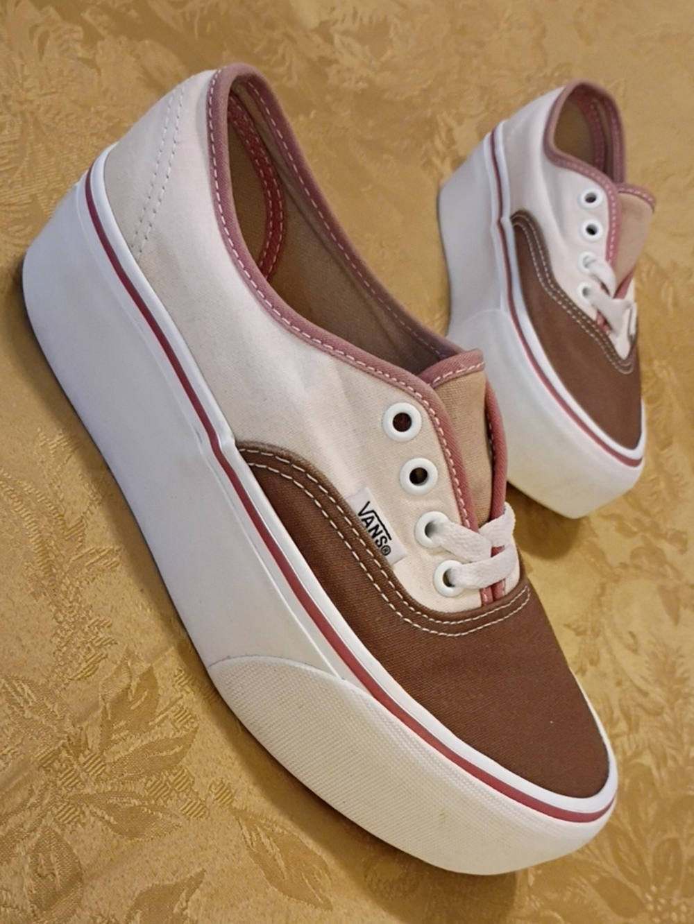VANS Platform Classic Brown and Cream Canvas  Women's 5.5 Men's 4.0